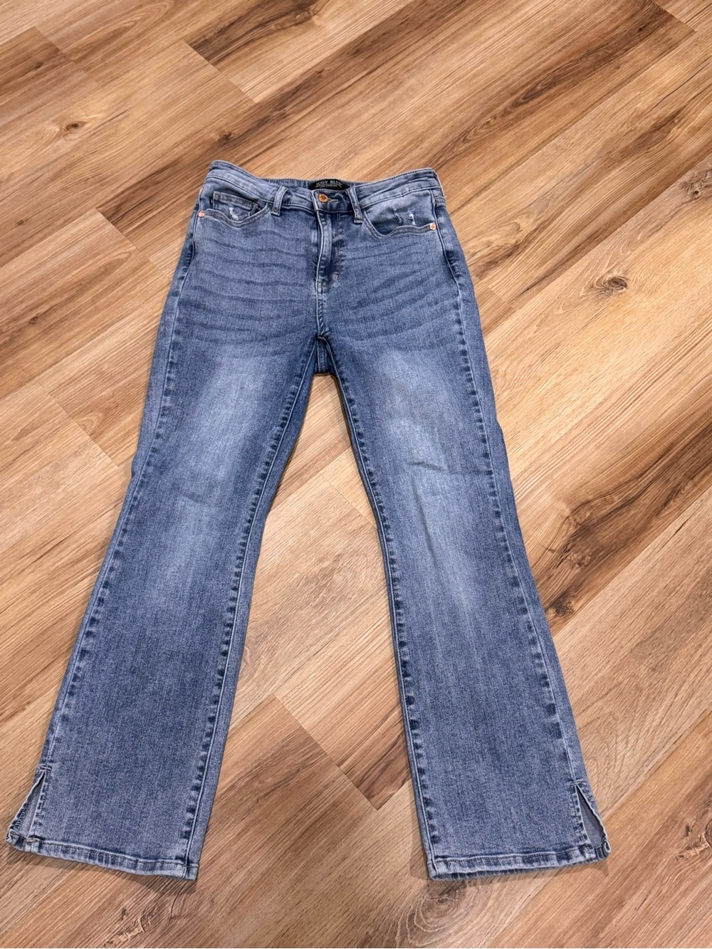 Judy Blue Light Wash Flare Jeans with Split Hem